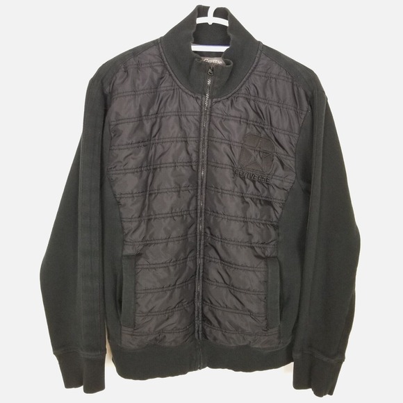 Converse Other - CONVERSE Men Zip Up Puffer Bomber Jacket Sz M Black Casual‎ City